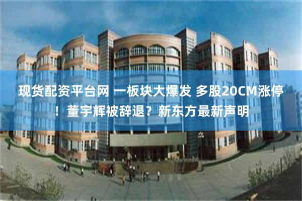 现货配资平台网 一板块大爆发 多股20CM涨停!董宇辉被辞退?新东方最新声明