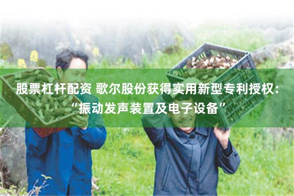 股票杠杆配资 歌尔股份获得实用新型专利授权：“振动发声装置及电子设备”
