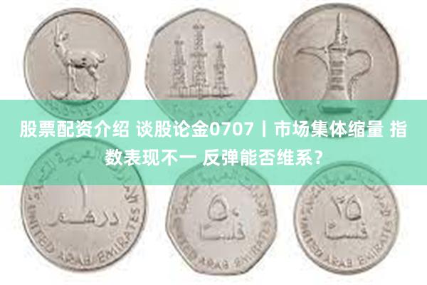 股票配资介绍 谈股论金0707丨市场集体缩量 指数表现不一 反弹能否维系？
